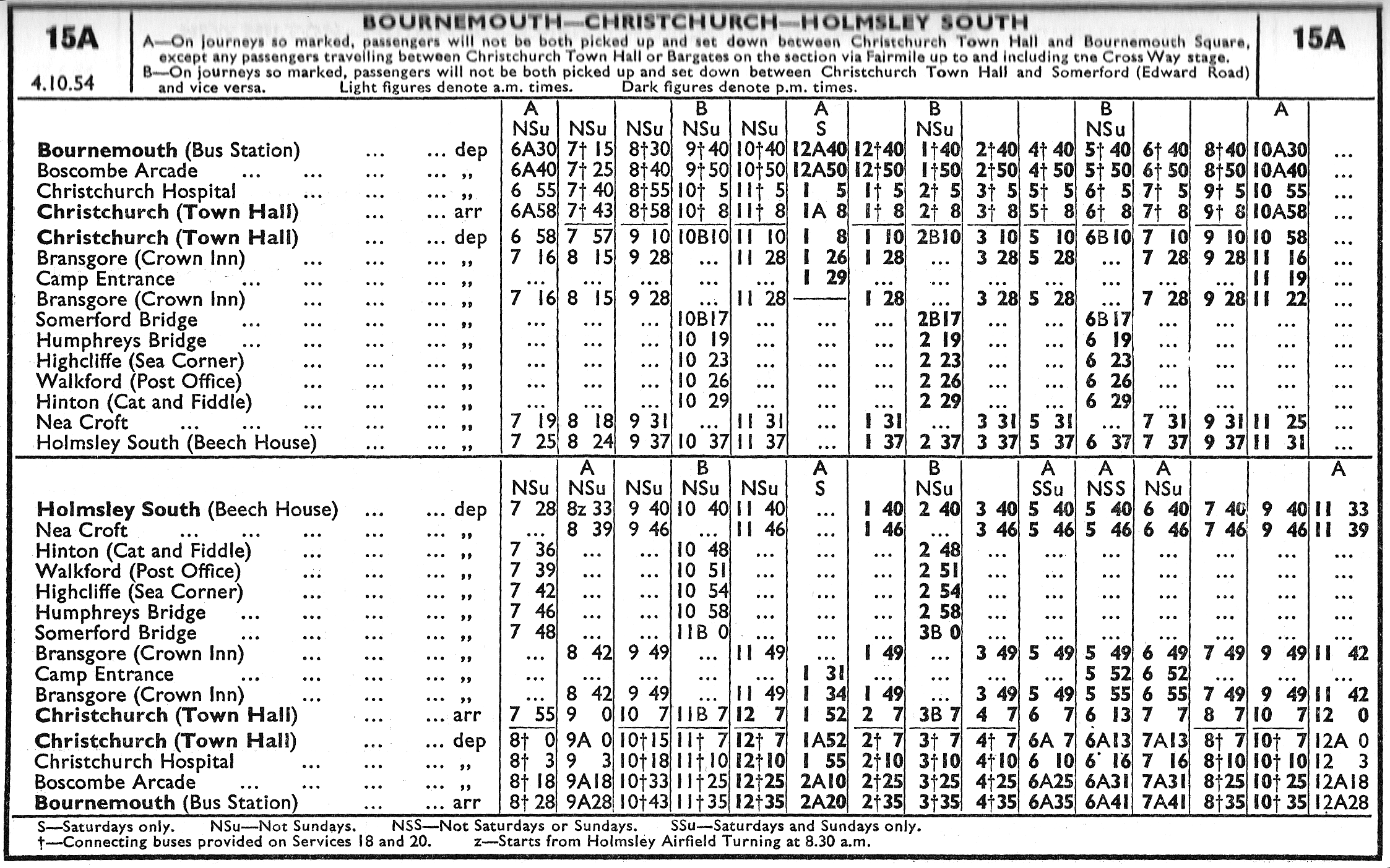 15A Timetable